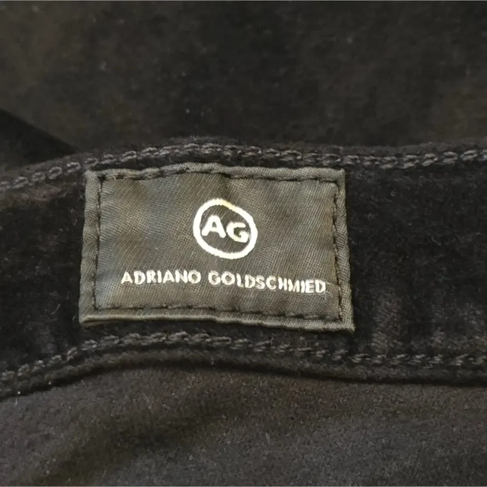 Ag Adriano Goldschmied Black‎ Velvet Stretch Super Skinny Leggings Cropped Pants